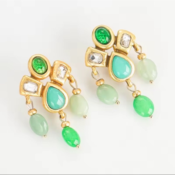 Antique Emerald Chandeliers Fine Craftsmanship Artisan Earrings - Picture 11 of 16